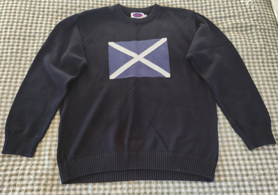 GET SHIRTY EDINBURGH Scotland saltire flag cotton dark blue jumper, size XL