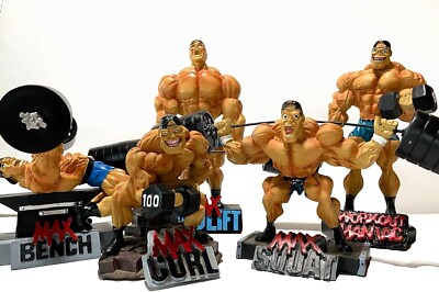 Xtreme Workout Figurine Bodybuilding Weightlifting Collectible Statues, 5 Piece