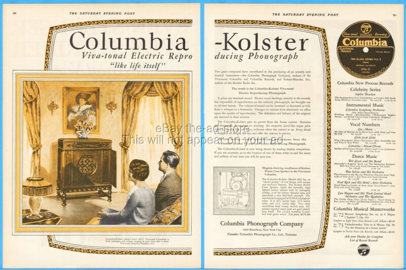 1927 Columbia Kolster Phonograph Ad Two Black Crows Moran and