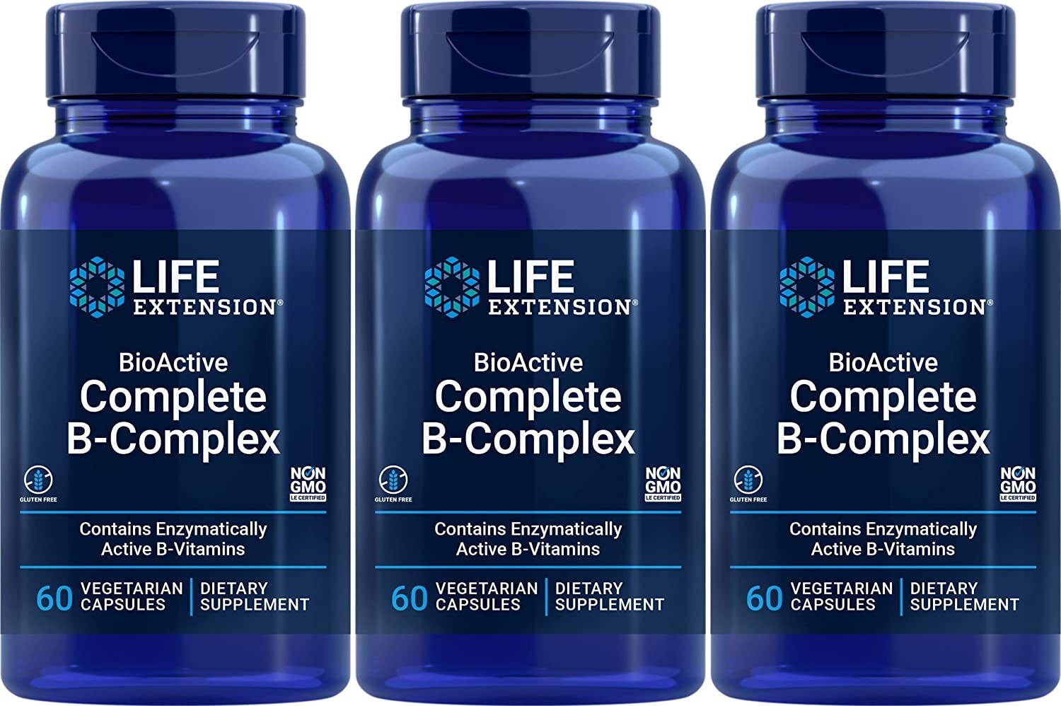 Life Extension,  BioActive Complete B-Complex,  60 v capsules x3 packs