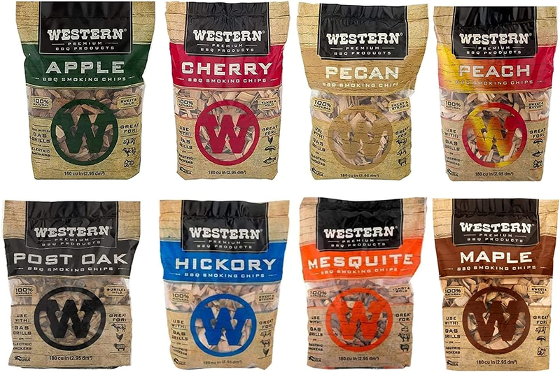 8 Pack Smoker Chips Variety Pack 180 Cu in Bags - Apple, Che