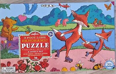 3 Foot Puzzle 36 Lrg Pieces Panoramic 'A LOVELY DAY' Eeboo Kids Great Condition 