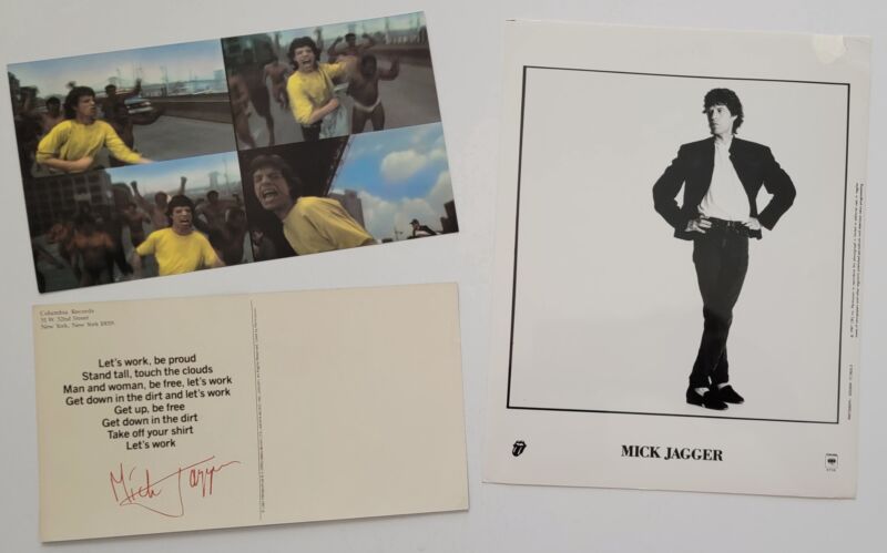 1987 Rolling Stones Mick Jagger Primitive Cool 8x10 Press Photo & Promo Postcard