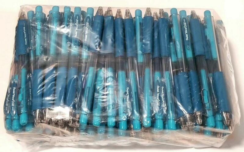 NEW Pentel WOW! Retractable Gel Pen SKY BLUE INK, BULK 144-pcs Med .7mm K437-SBR
