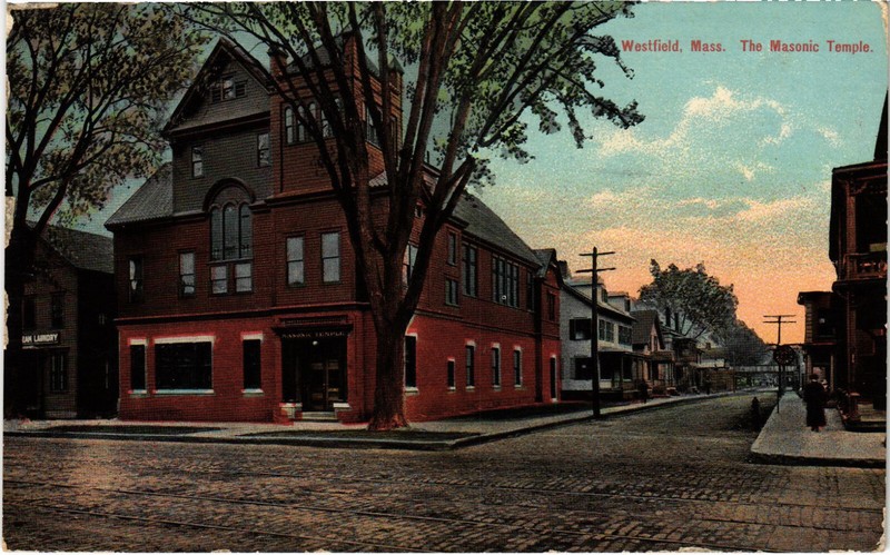 Pc Freemasonry, Masonic Temple, Westfield, Mass, Vintage Postcard (B55533)
