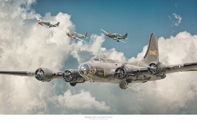 ''Memphis Belle and Little Friends'' B-17 and P-51 Mustangs - Art Print - Signed