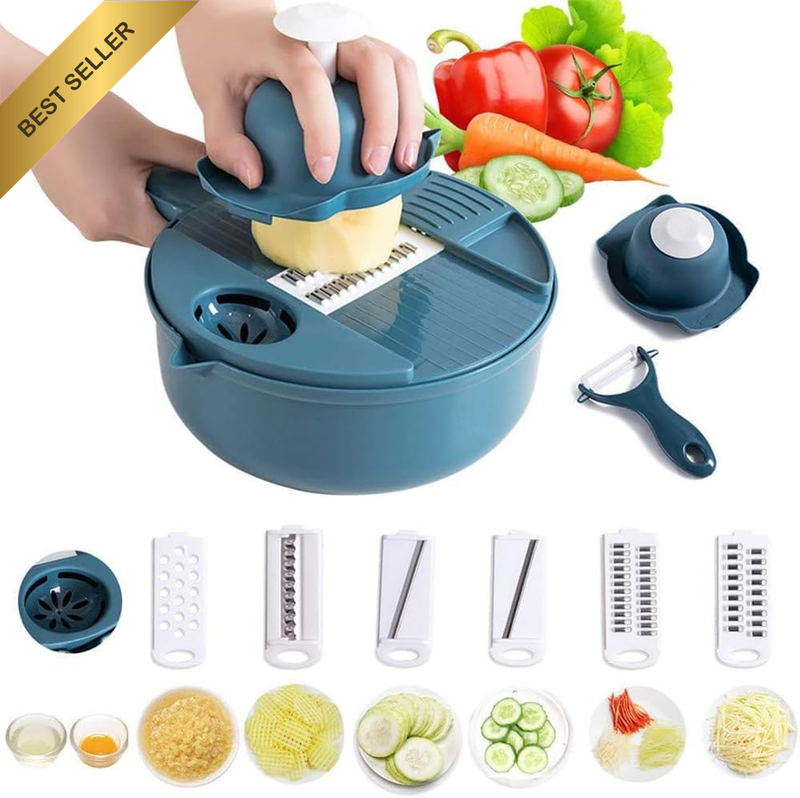 9-In-1 Multi-Function Vegetable Chopper & Slicer – Manual Onion, Carrot, Potato,
