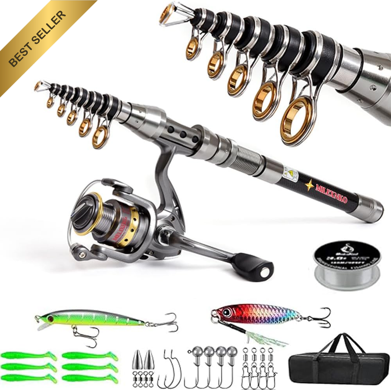 Telescopic Fishing Rod and Reel Combination Set Foldable Fishing Rod and Rotatin