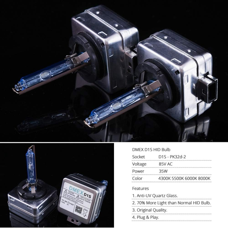 D1S Xenon HID Headlight Bulbs 6000K Cool White 35W 85410 85415 66140 66144 Repla