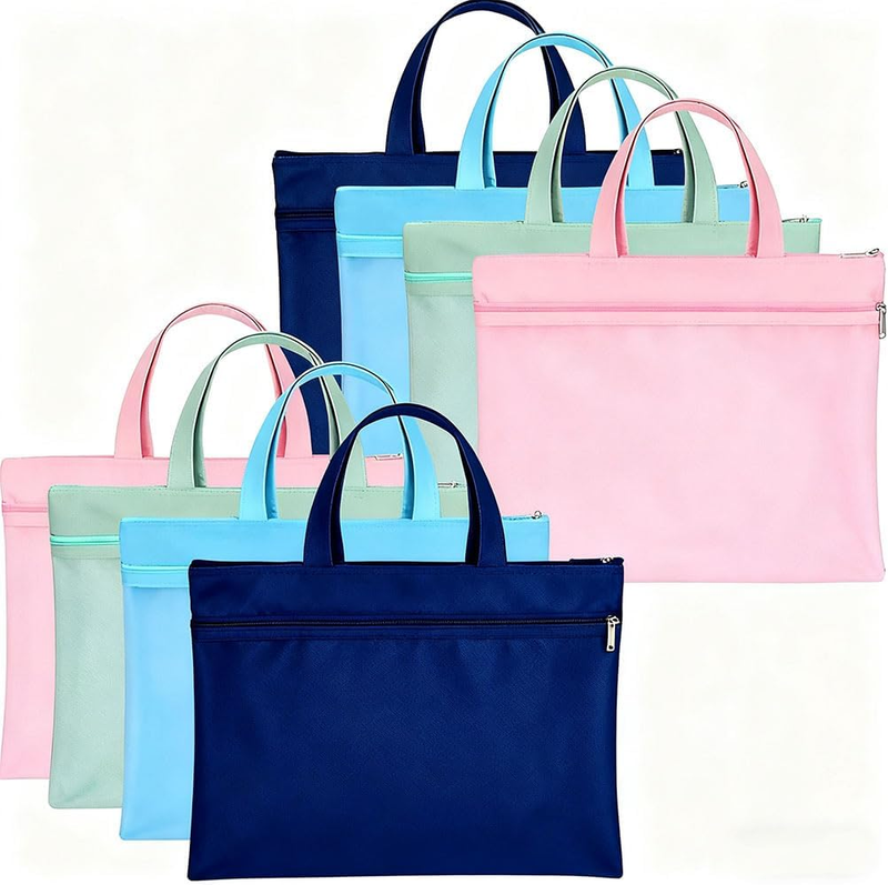 Foldable Document Storage Bag with Handle, 8Pcs Mesh Zipper Pouch with Handle, F