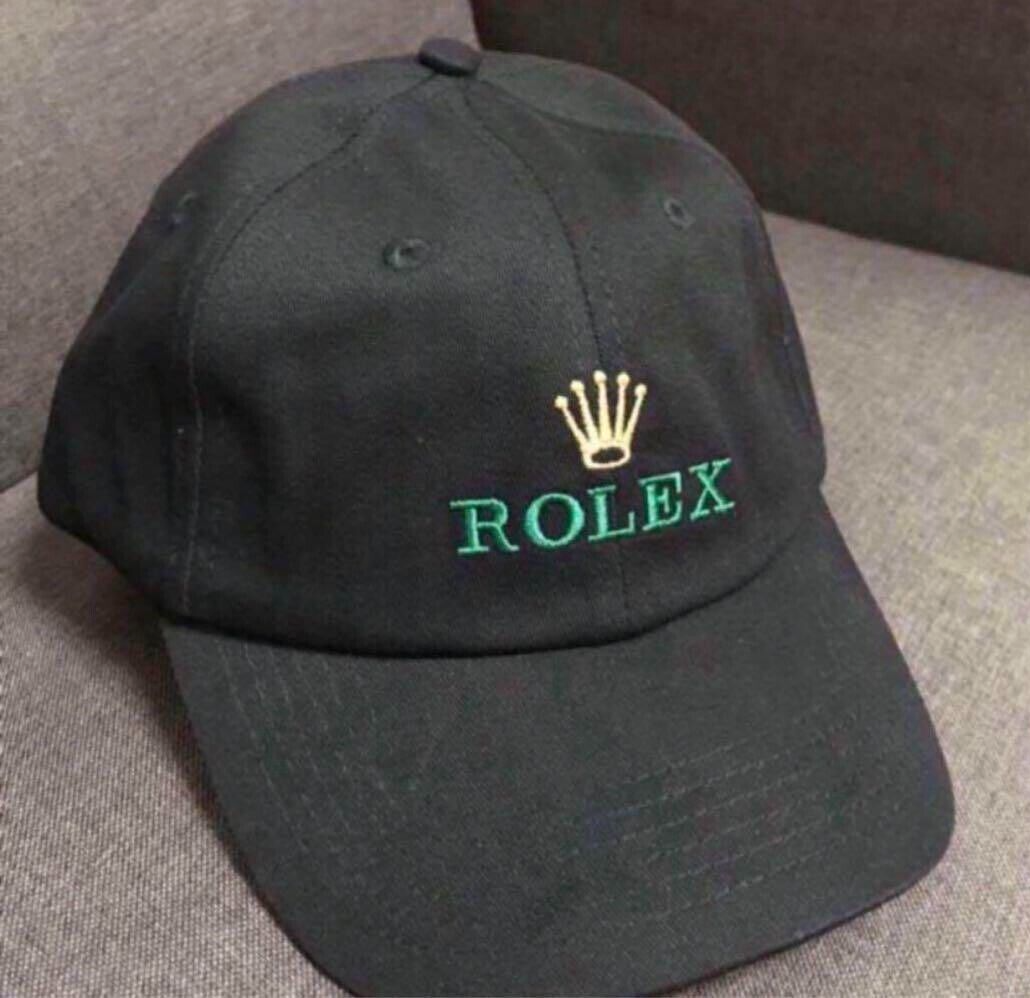 【希少】ROLEX CAP BLACK ROLEX Watch Novelty Logo Embroidery Black Cotton Baseball