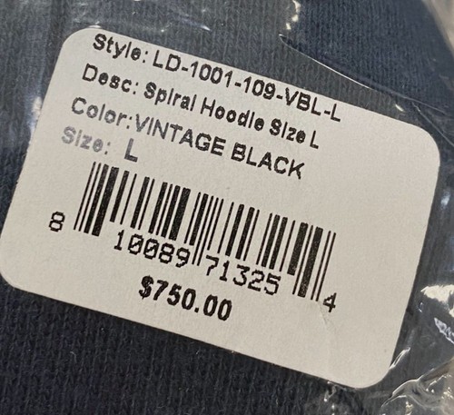 Pre-owned Lost Daze $750  Men's Black Cotton Spiral Graphic Pullover Hoodie Sweater Size L