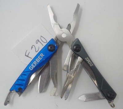 Blue Gerber Dime Multi-Tool Pocket Knife Keychain Folding Pliers