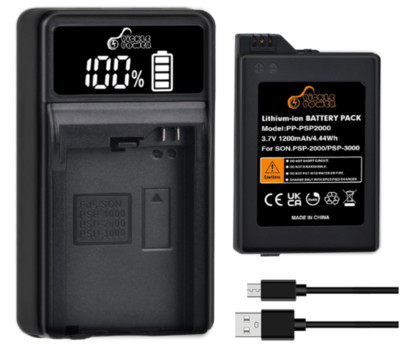 Sony PSP-S110 3.7V 1200mAh Replacement Battery w/Charger for PSP2000/3000 Consol