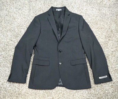Express Photographer Blazer Suit Jacket 36R Mens Black Stripe Fitted Sport Coat