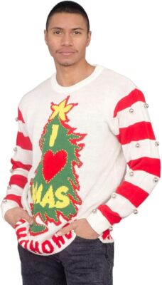 I Love Xmas HOHOHO Light Up LED and Bells Ugly Christmas Sweater 5XL Cosplay