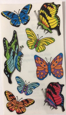 BUTTERFLIES Stickers(8pc)Frances Meyer Colorful Nature Insect  Memories Bug Fly 