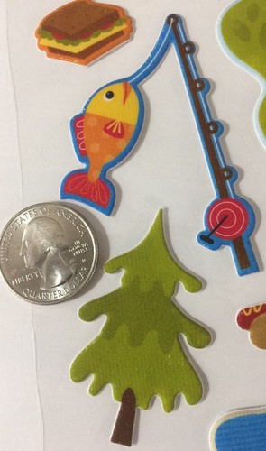 CAMPING Puffy ICON Dimensional Stickers(23pc)atd•Tent•Campfire•Trees •Outdoors••