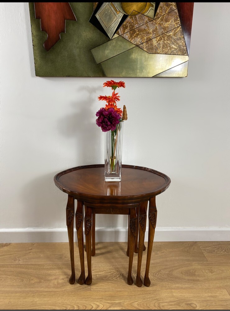 Mahogany and Yew Nest of Coffee Tables by Bevan Funnell Reprodux in