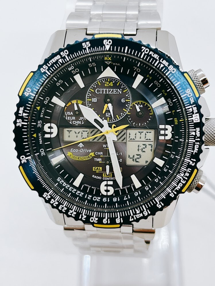 Pre-owned Citizen Promaster Sky Blue Angels Jy8078-52l Eco-drive Solar Atomic Men Watch In Silver