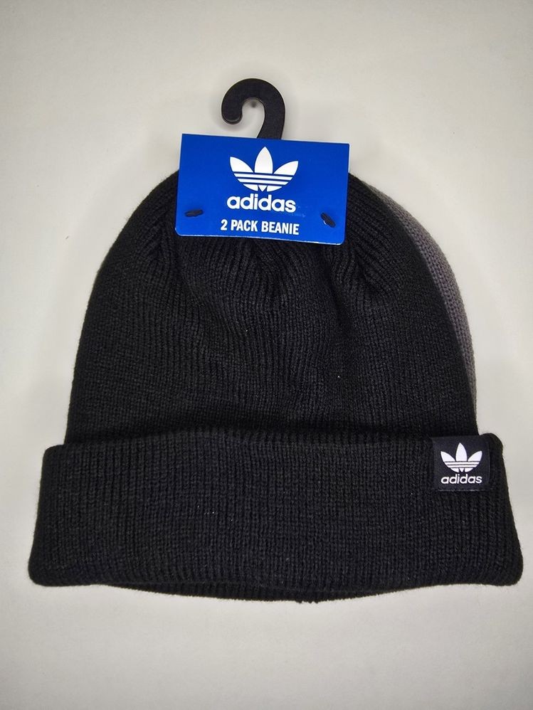 Adidas Women's Trefoil Beanie 2-Pack, Black & Gray Knit Winter Hats