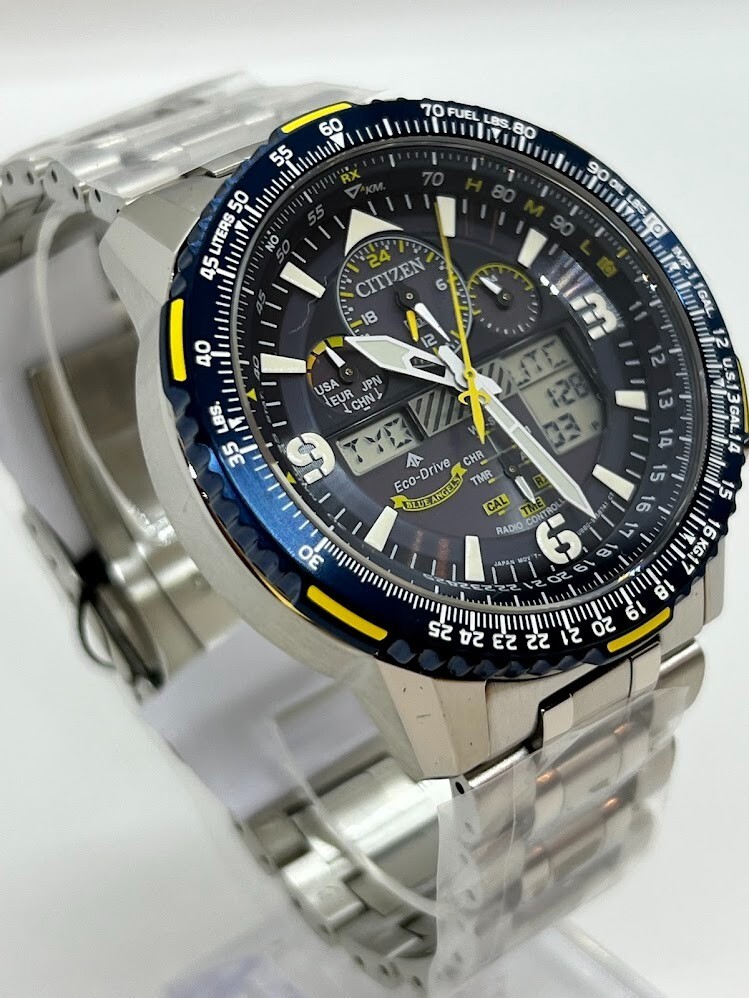 Pre-owned Citizen Promaster Sky Blue Angels Jy8078-52l Eco-drive Solar Atomic Men Watch In Silver
