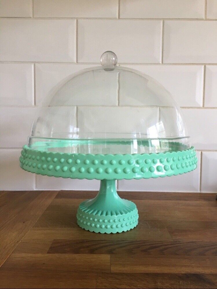 Green melamine cake stand + plastic dome lid in Blackley