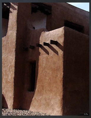 Adobe architecture digital print poster New Mexico ''Structure in watercolor''