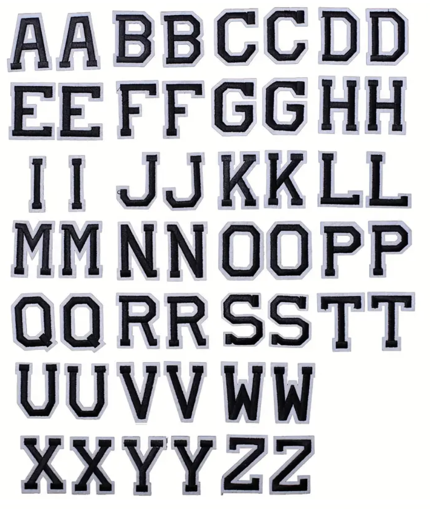 2" LETTERS - Black/White/Pink/Blue - Embroidered  - U Pick - Iron On Patches