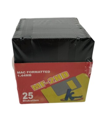 25 KHypermedia 3.5'' floppy disks, 1.44MB Mac Format. MF-2HD High Density SEALED!