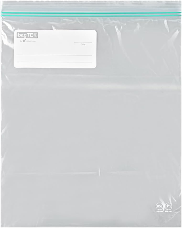 Bag Tek 2 Gallon Storage Zip Bags, 25 Disposable Zipper Pouch Bags - Double Zipp