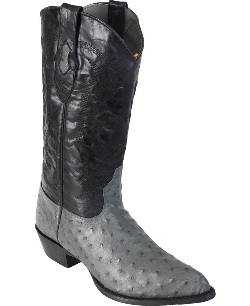 Pre-owned Los Altos Boots Los Altos Men Gray Genuine Full Quill Ostrich Western Boot J-toe (d) 990309