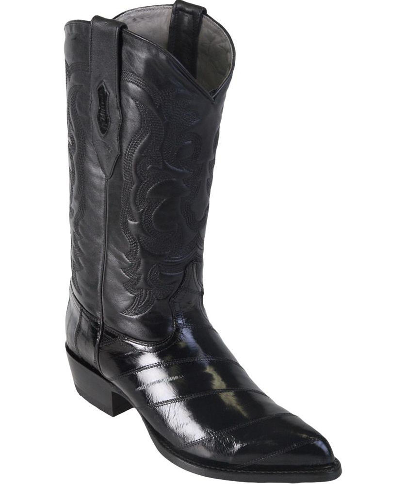 Pre-owned Los Altos Boots Los Altos Men Black Genuine Eel Western Cowboy Boot J-toe 990805 Ee