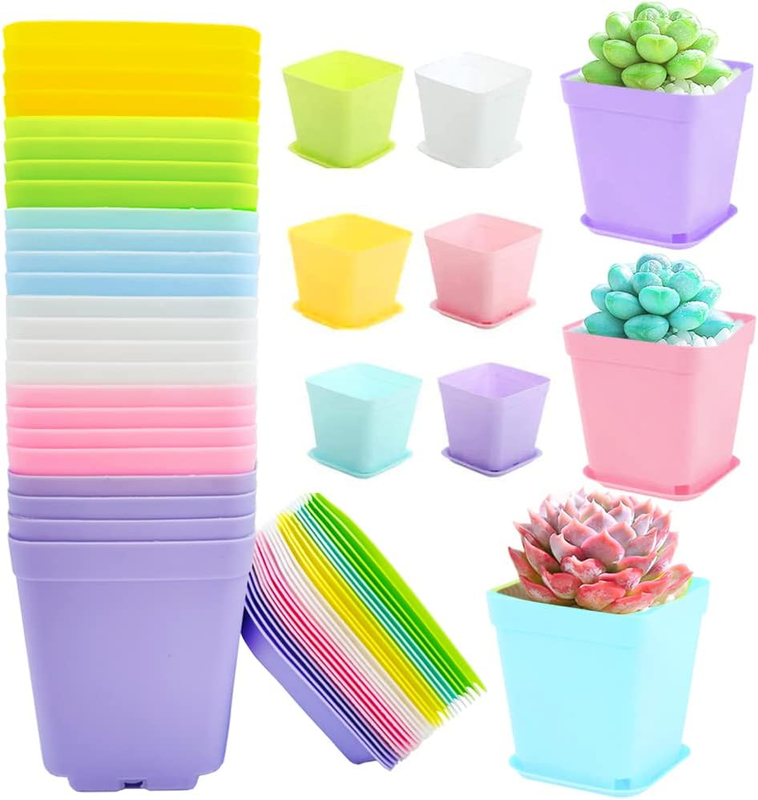 24Pack 3 Inch Plastic Plant Pots,Square Seedling Nursery Pots ...