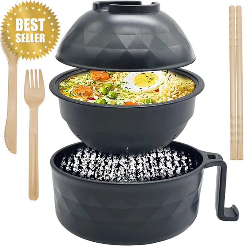 6 Pcs Set 32Oz Ramen Bowl Set, Microwave Ramen Bowl, Soup Containers with Lids a