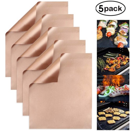5 PCS Non Stick BBQ Grill Mats Reusable Baking Pads Cooking Liners Barbecue Tool