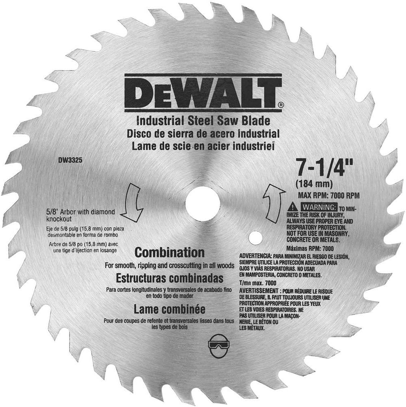 Blade, 7 1/4 Inch, 40 Tooth, Combination Wood Cutting (dw332