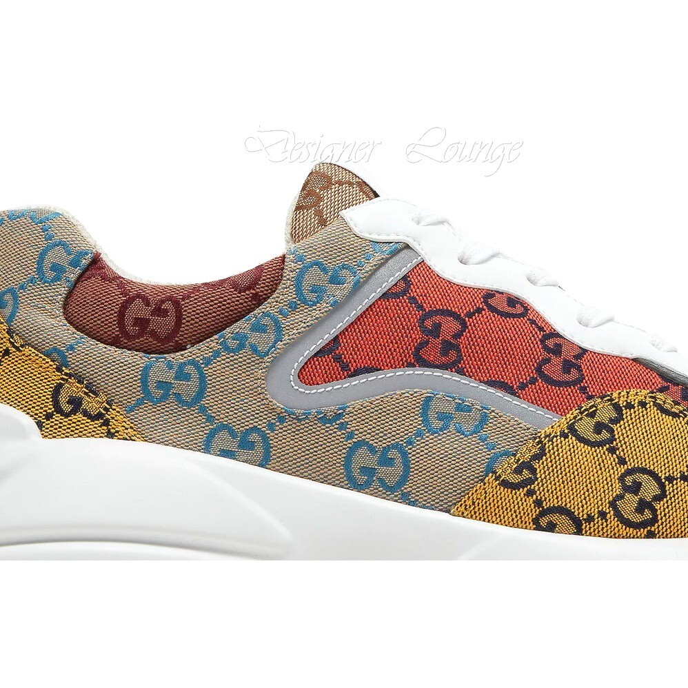 Pre-owned Gucci Men's Rhyton Gg Logo Monogram Canvas Sneakers $890 Size 9.5 / Us 10 In Multicolor