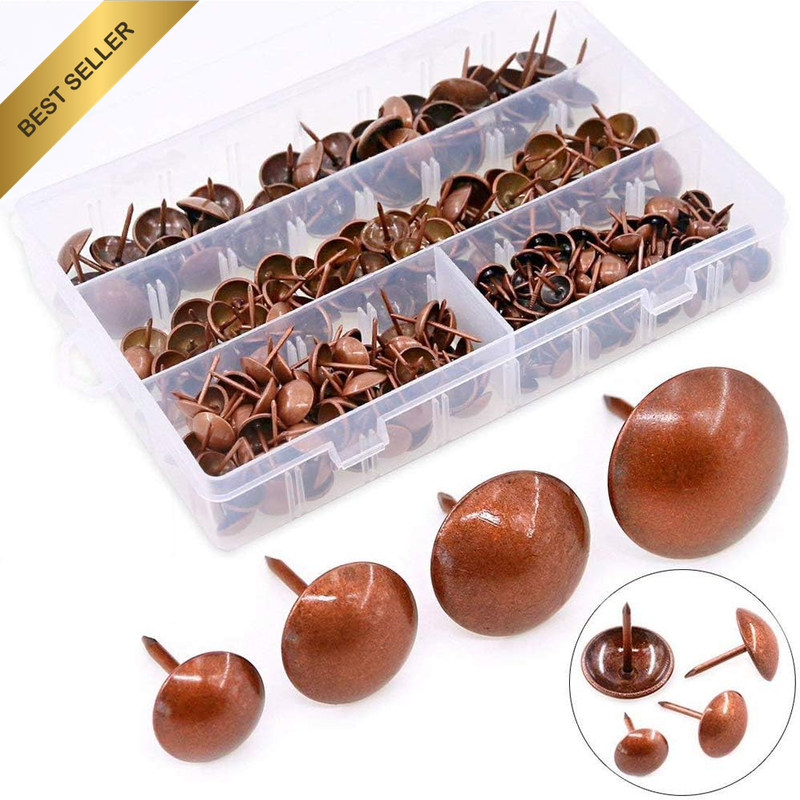 280-Pieces [4-Size] Tacks Bronze Nail Pins Upholstery Nail Tacks Furniture Thumb