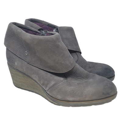 The North Face Size 9 Gray Leather Bridgeton Ankle Wedge Boot