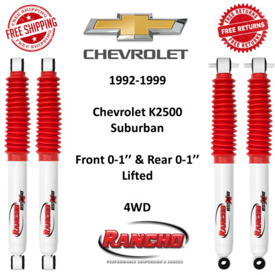 Rancho RS5000X Front & Rear 0-1'' 4WD Gas Shocks Set For 1992-1999 K2500 Suburban