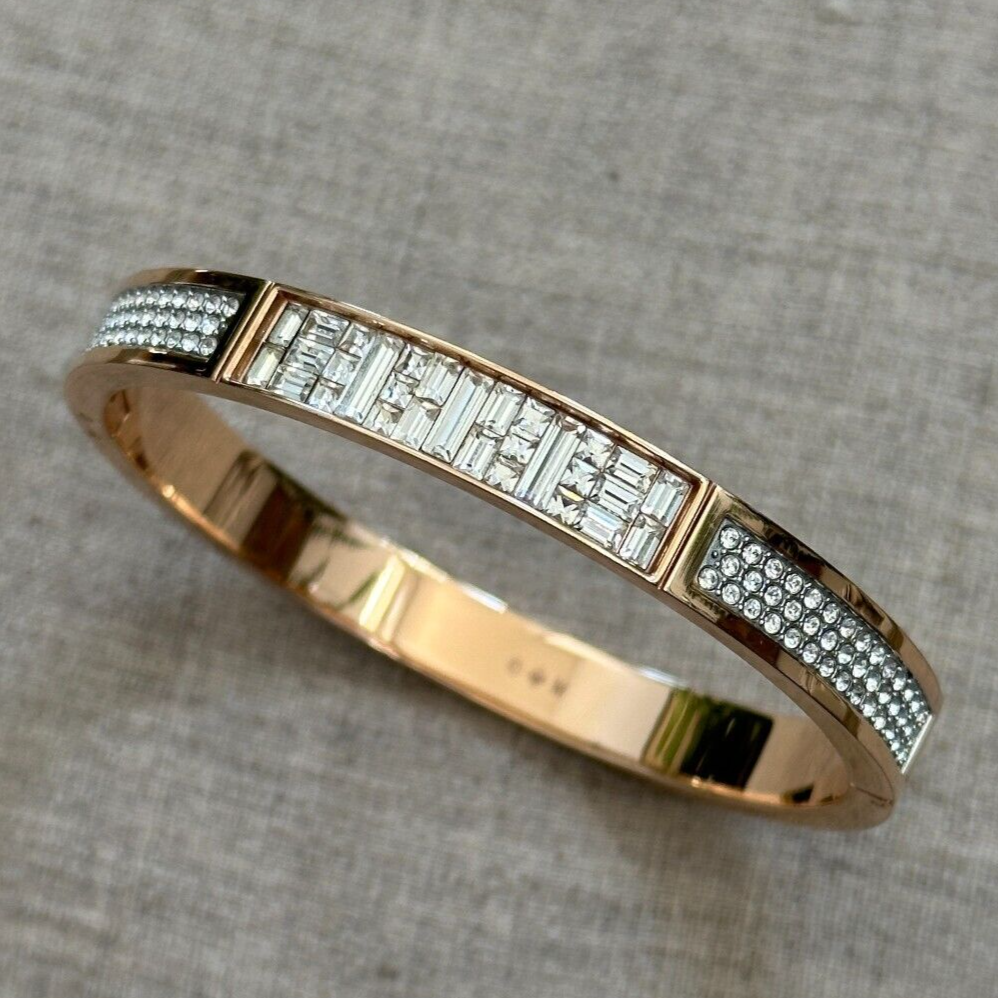 Swarovski Ethic Narrow Bangle Sparkly Crystals Rose Gold