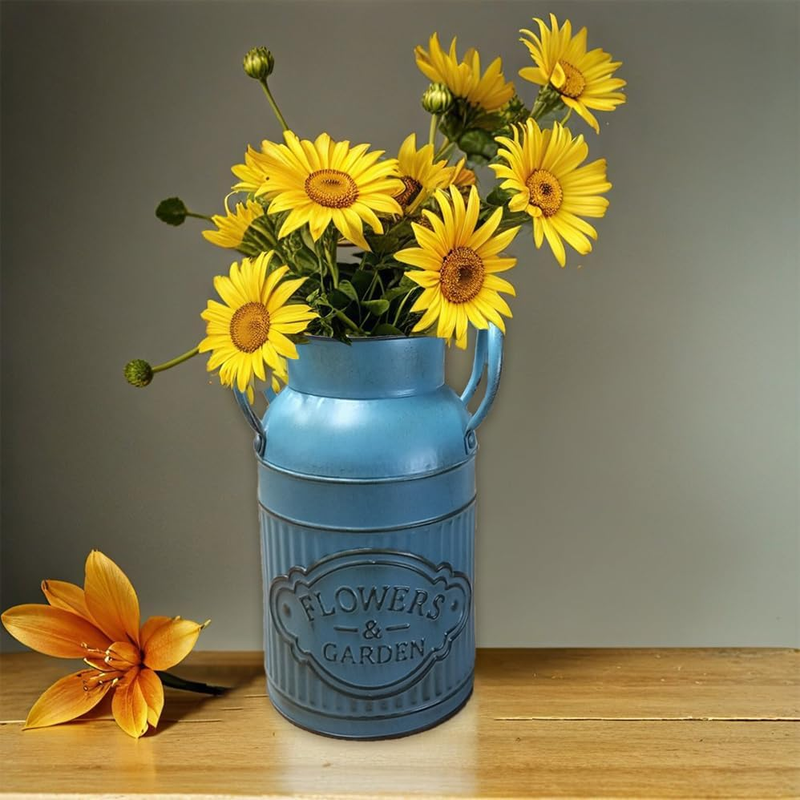 Decorative Metal Flower Bucket, Elegant Flower Vase Holder, for Rustic Floral Ar