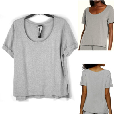 Felina Organic Cotton Stretch T-Shirt Top Pebble Size L new 790121