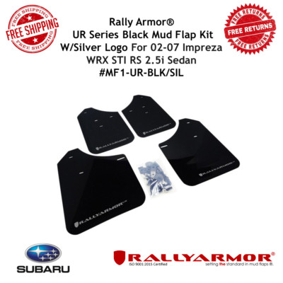 Rally Armor UR Mud Flap W/Silver Logo For 2002-07 Impreza WRX STI RS 2.5i Sedan