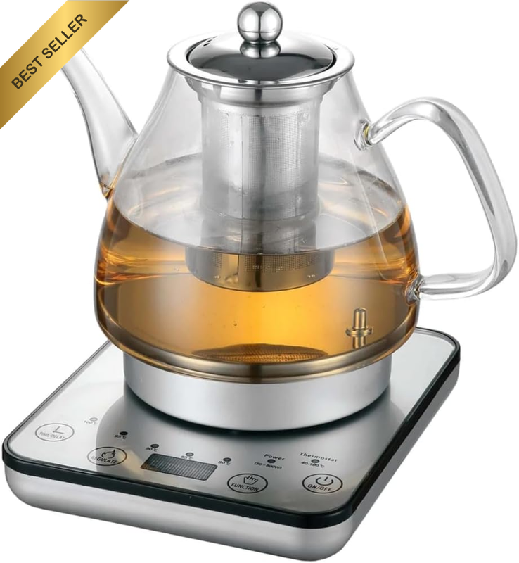 Electric Glass Kettle - 800W Cordless Fast Boil Digital Glass Kettle with Tea In