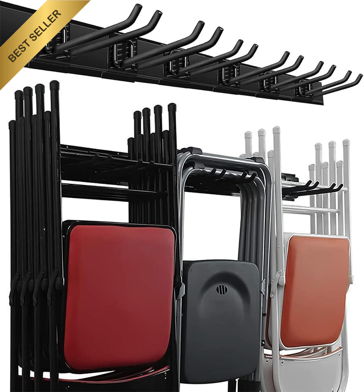 Heavy-Duty Garage Storage Hook Set, 3 Track Plates + 6 Double Hooks, Bicycle Lad
