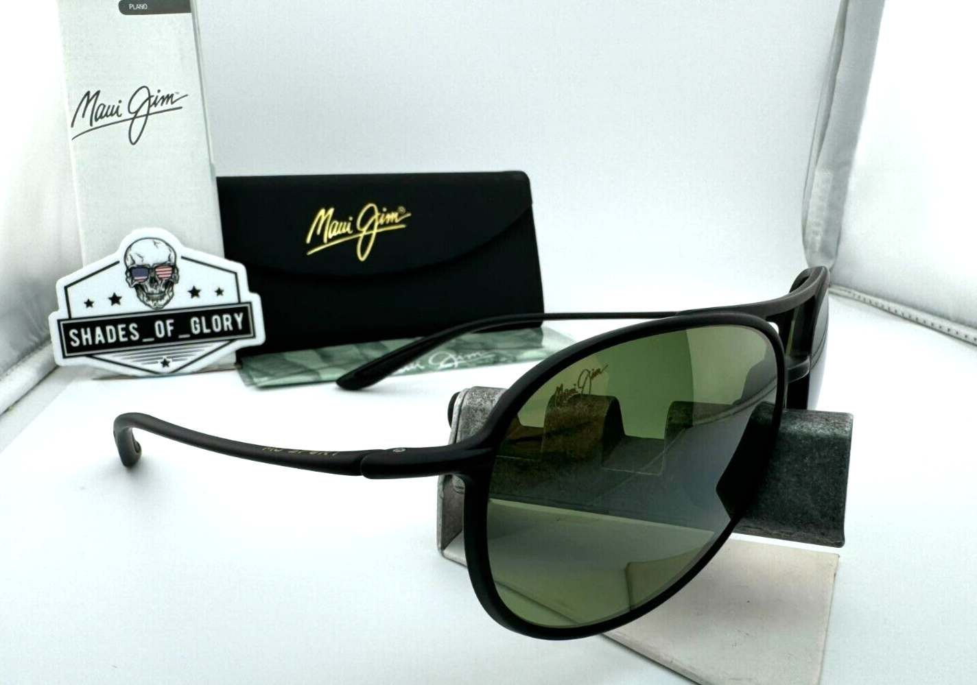 Pre-owned Maui Jim Alelele Bridge Mj 438-2m Black Maui Ht Green Polarized Sunglasses In Maui Ht Polarized