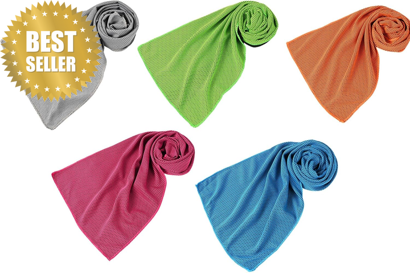 5Pack Cooling Towels for Neck and Face. Quick Dry, Soft, Breathable Ice Towels w