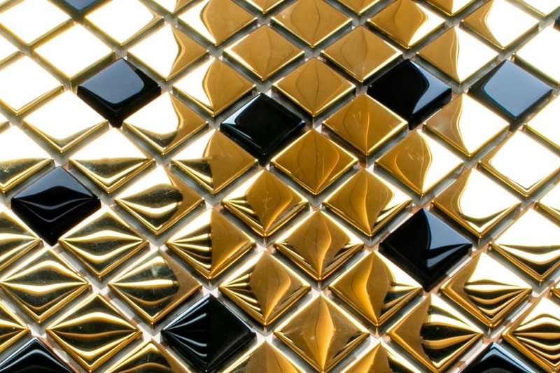 Glasmosaik Effektmosaik Goldmosaik Gold Schwarz  Fliesen Hochglanz GlÃ¤Nzend 8mm